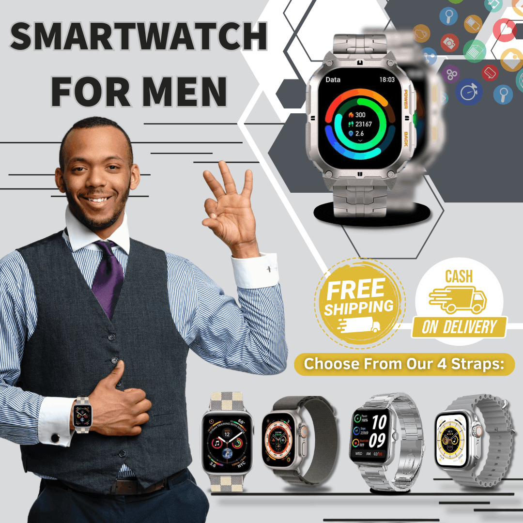 SMART WATCH FOR MEN WITH 4 STRAP